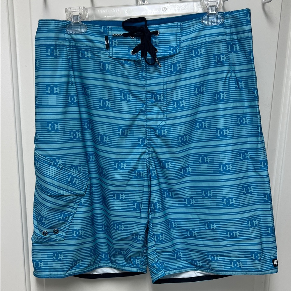 DC Men's Blue Striped Board Shorts